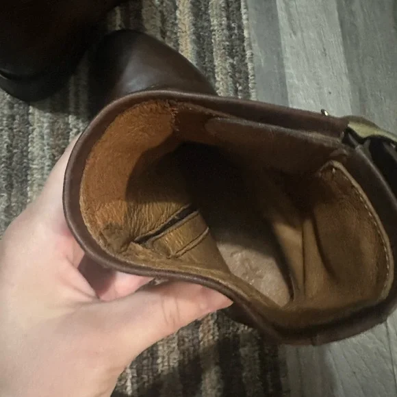 Frye Vicky Engineer Moto Brown Real Leather Belted Mid Calf Ankle Boot - Picture 11 of 13